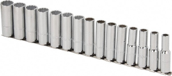 Proto J54207 Proto Socket Set: Deep, 15 Pc, 1/2" Drive, 10.00 to 24.00 mm (J54207)