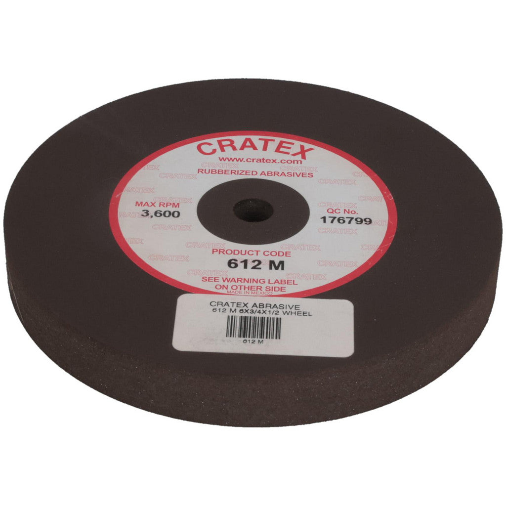 Cratex 612 M Cratex Surface Grinding Wheel: 6" Dia, 3/4" Thick, 1/2" Arbor (612 M)