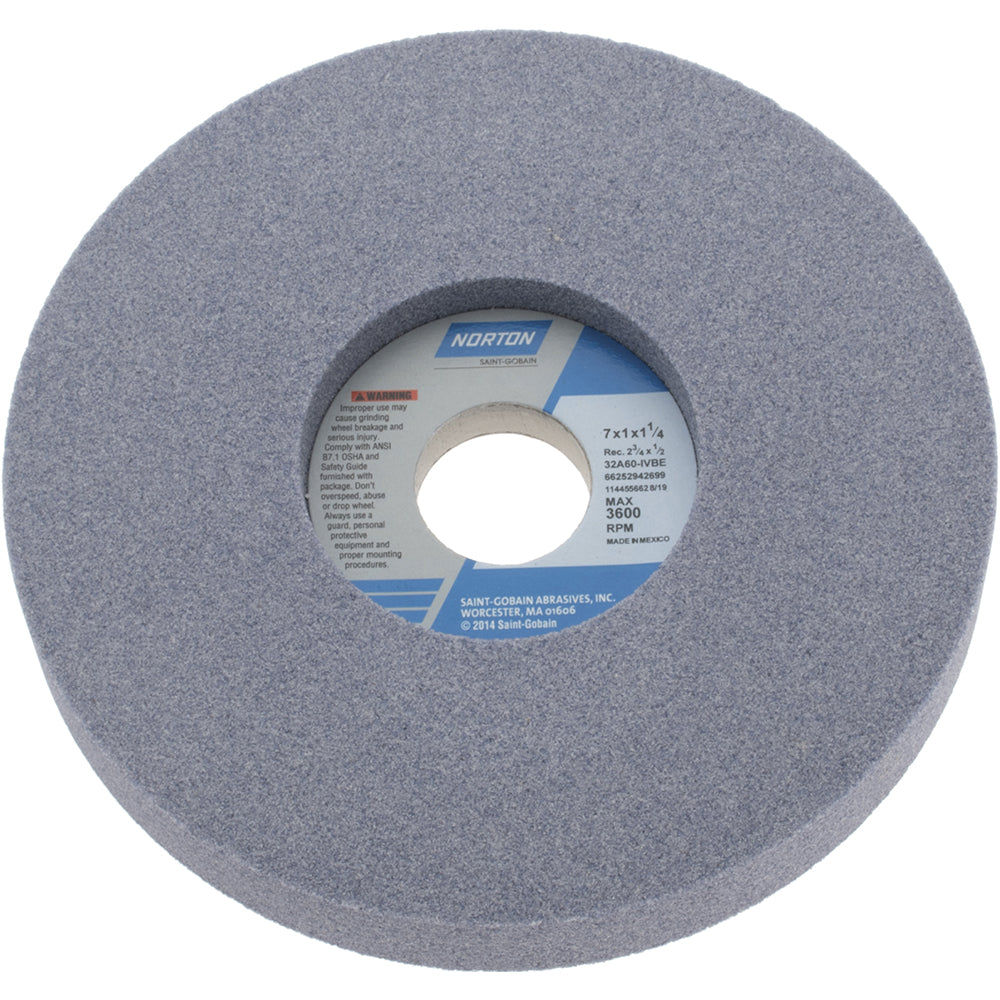 Norton 66252942699 Norton Surface Grinding Wheel: 7" Dia, 1" Thick, 1-1/4" Arbor, 60 (66252942699)