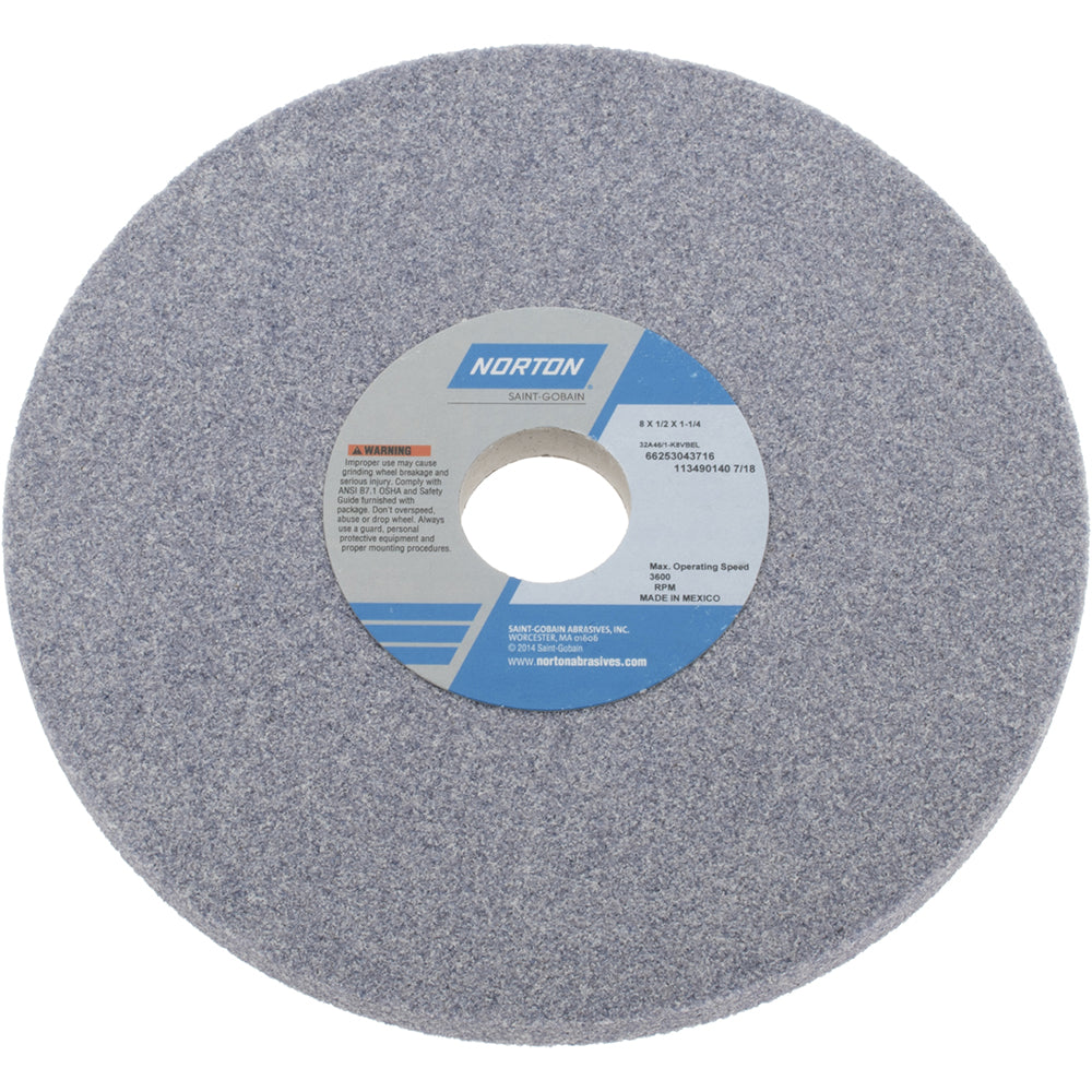 Norton 66253043716 Norton Surface Grinding Wheel: 8" Dia, 1/2" Thick, 1-1/4" Arbor (66253043716)