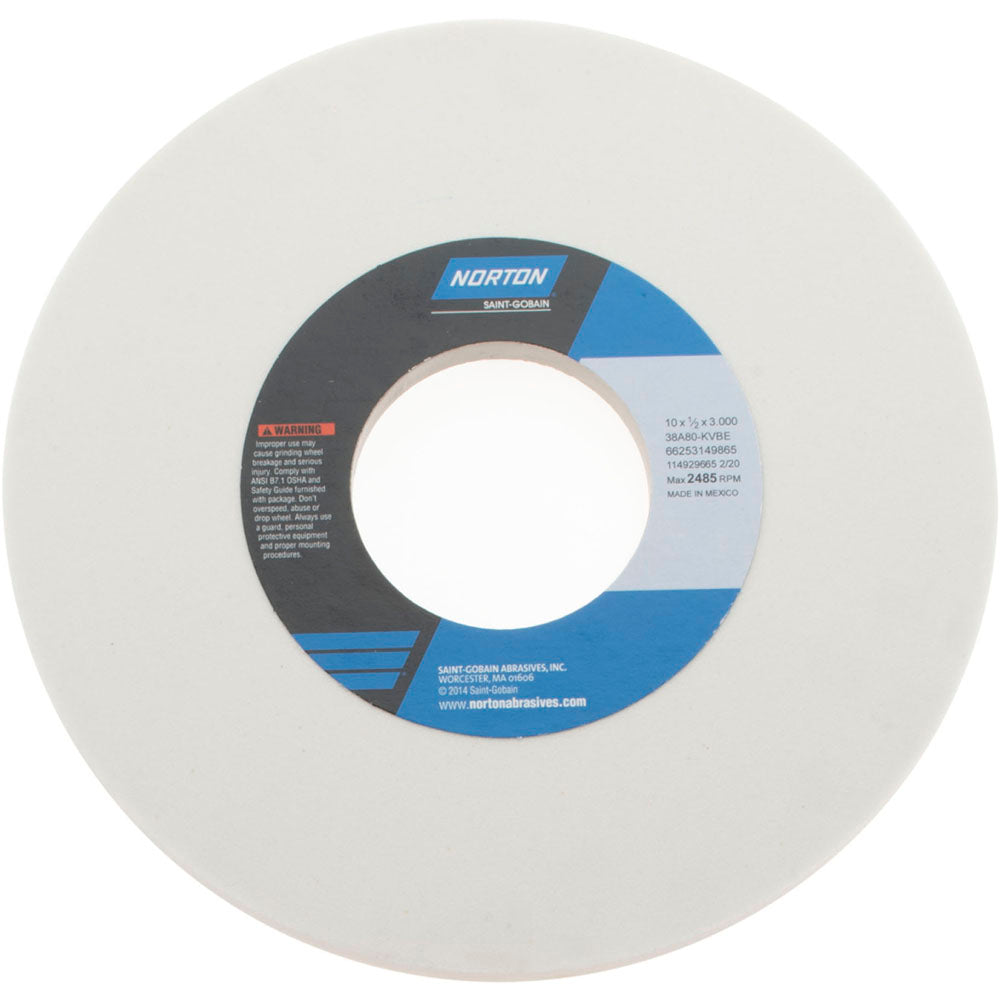 Norton 66253149865 Norton Surface Grinding Wheel: 10" Dia, 1/2" Thick, 3" Arbor, 80 (66253149865)