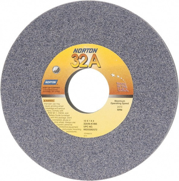 Norton 66253262572 Norton Surface Grinding Wheel: 12" Dia, 1" Thick, 3" Arbor, 46 Grit (66253262572)
