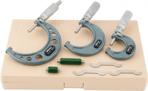Mitutoyo 103-922 Mitutoyo Mechanical Outside Micrometer Set: 3 Pc, 0 to 3" Measurement (103-922)