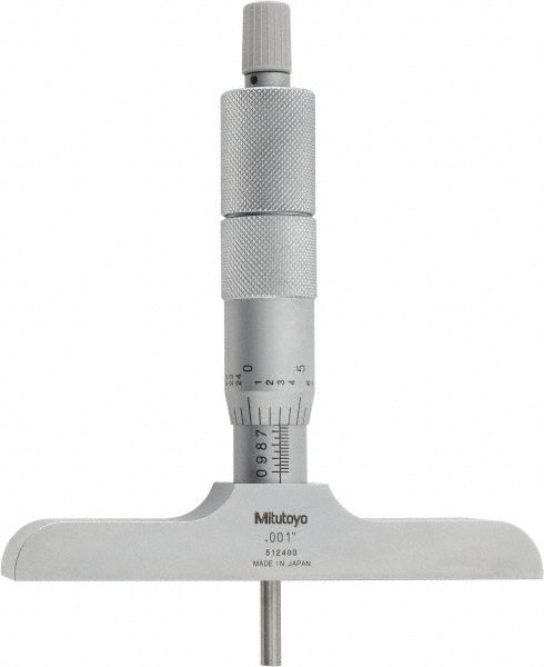 Mitutoyo 129-131 Mitutoyo Mechanical Depth Micrometer: 4'' Range, 4 Rods, Satin Chrome (129-131)
