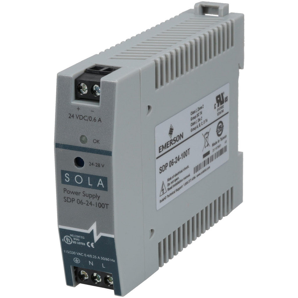 Sola/Hevi-Duty SDP06-24-100T Sola/Hevi-Duty 100 Watt, 0.60 Amp, 264 VAC, 375 VDC Input, 24 to (SDP06-24-100T)