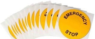 Brady Labels THTEP-197-593YL - EMERGENCY STOP Raised Panel Labels, Black (108369)