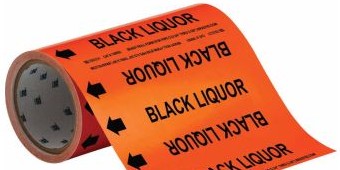 Brady Labels 108503 - Black Liquor Pipe Marker, 30' H x 8 W, Roll of (108503)