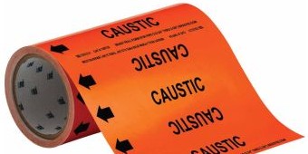 Brady Labels 108724 - CAUSTIC Pipe Marker, 30' H x 8 W, Roll of 30' (108724)
