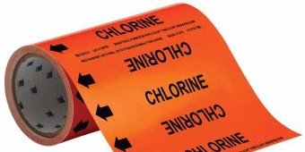 Brady Labels 108780 - CHLORINE Pipe Marker, 30' H x 8 W, Roll of 30' (108780)