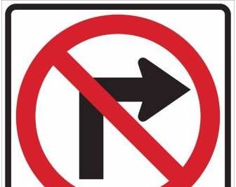 Brady Signs & Signage 115524 - No Right Turn Sign, 24 H x 24 W x 0.090 D, Aluminum (115524)