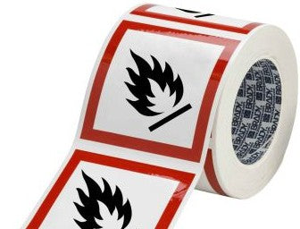 Brady Labels 121189 - GHS Flammable Picto Label, 4 H x 4 W x .035 D (121189)