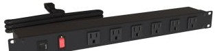 Hammond Manufacturing Power Strips 1582T6C1 - 6 Outlets Front, 6ft. Cord, T Lock, Gray (1582T6C1)