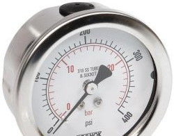 NOSHOK Panel Meters & Gauges 25-410-400-PSI/BAR - Pressure Gauge, 2.5in. 304SS Case (25-410-400-psi/bar)