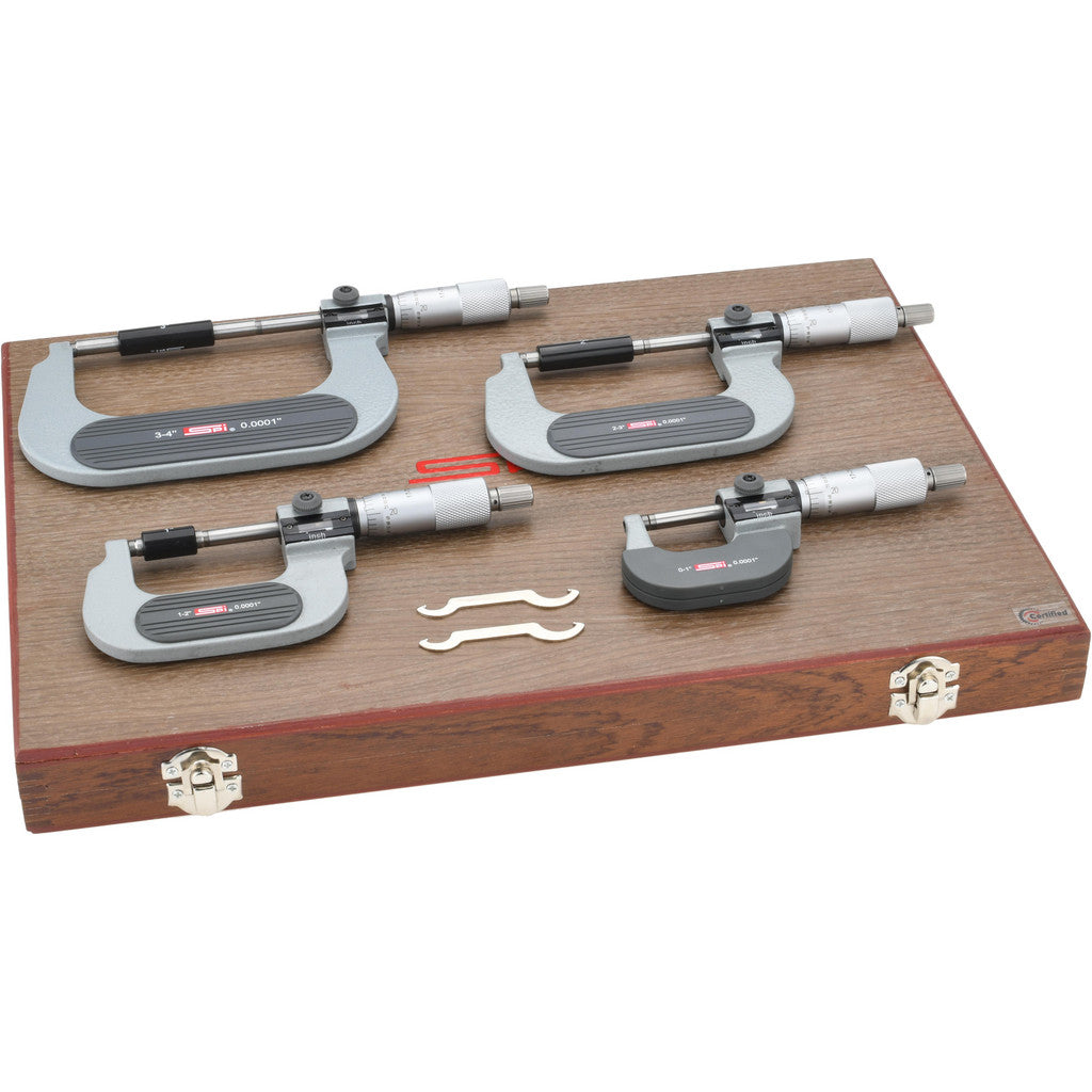 SPI CMS160809008 SPI Mechanical Outside Micrometer Set: 4 Pc, 0 to 4â³ (CMS160809008)