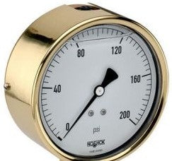 NOSHOK Panel Meters & Gauges 40-300-600-PSI/KPA - Pressure Gauge, 4in. Brass Case (40-300-600-psi/kPa)