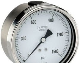 NOSHOK Panel Meters & Gauges 40-500-200-PSI/BAR - Pressure Gauge, 4in. 304SS Case, 316SS (40-500-200-psi/bar)