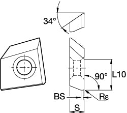 Kennametal 2438664 Kennametal Milling Inserts: Insert Style: BGHX; Insert Size: 15 (2438664)