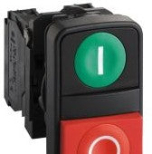 Square D Switches XB5AL73415 - Harmony Green Flush/Red Projecting Illuminated (493304)