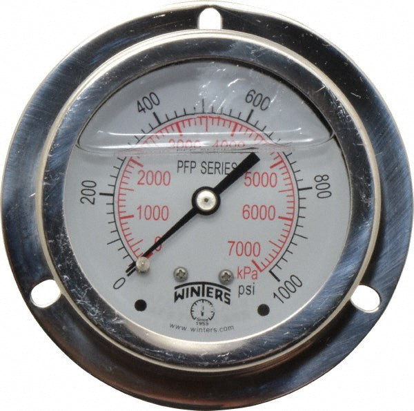 Winters PFP929-25FF-SG. Winters Pressure Gauge: 2-1/2" Dial Dia, 0 Min psi, 1000 Max (PFP929-25FF-SG.)