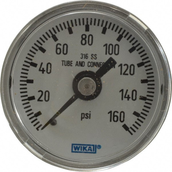 Wika 9118080 Wika Pressure Gauge: 1-1/2" Dial Dia, 0 Min psi, 160 Max psi, 1/8" (9118080)