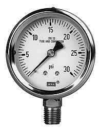 Wika 9768629 Wika Pressure Gauge: 2-1/2" Dial Dia, 0 Min psi, 2000 Max psi, 1/4" (9768629)
