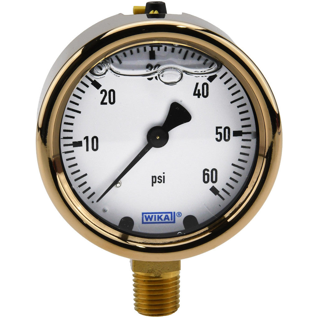 Wika 9310690 Wika Pressure Gauge: 2-1/2" Dial Dia, 0 Min psi, 60 Max psi, 1/4" (9310690)