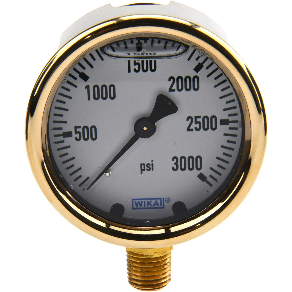 Wika 9310800 Wika Pressure Gauge: 2-1/2" Dial Dia, 0 Min psi, 3000 Max psi, 1/4" (9310800)