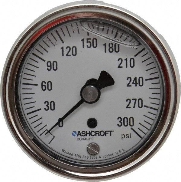 Ashcroft 83186 Ashcroft Pressure Gauge: 2-1/2" Dial Dia, 0 Min psi, 300 Max psi, 1/4" (83186)