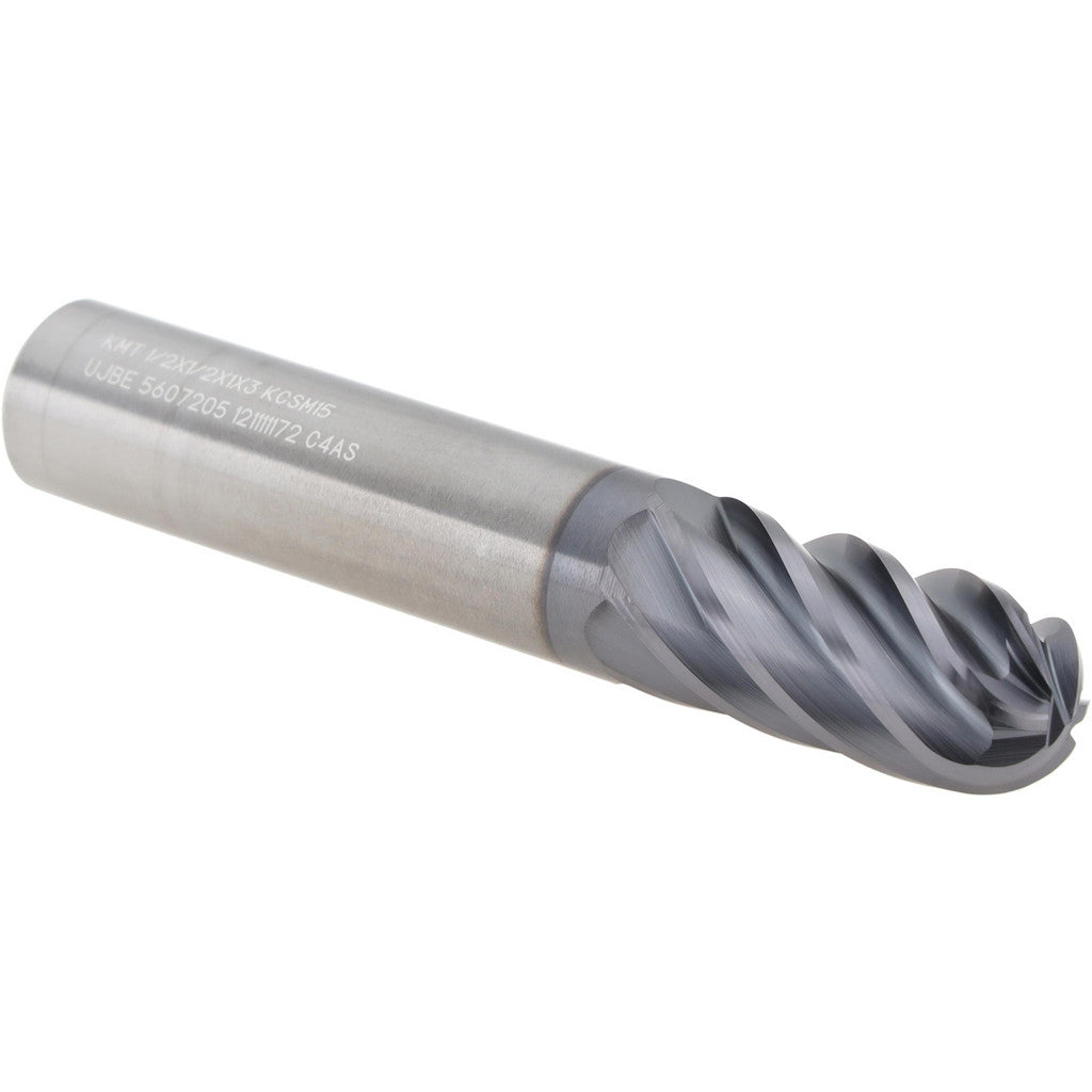 Kennametal 5607205 Kennametal Ball End Mill: 1/2" Dia, 1" LOC, 6 Flute, Solid Carbide (5607205)
