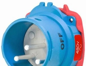 Meltric Plugs & Receptacles 63-38042 - Inlet, 30A, 480V, 2P+G, Poly, DSN30 Decontactor (63-38042)