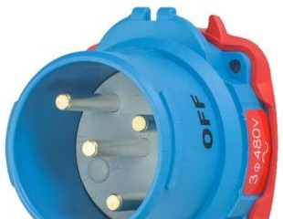 Meltric Plugs & Receptacles 63-38043-A155 - Inlet, 30A, 480V, 3P+G, Poly, DSN30 (63-38043-A155)