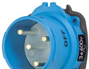 Meltric Plugs & Receptacles 63-38143 - Inlet, 30A, 600V, 3P+G, Poly, DSN30 Decontactor (63-38143)