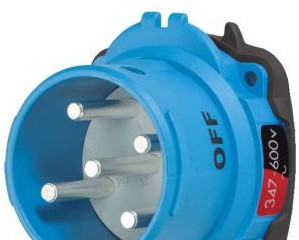 Meltric Plugs & Receptacles 63-38147 - Inlet, 30A, 347/600V, 3P+N+G, Poly, DSN30 (63-38147)