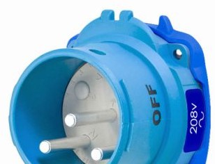 Meltric Plugs & Receptacles 63-38162 - Inlet, 30A, 208V, 2P+G, Poly, DSN30 Decontactor (63-38162)