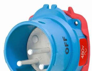 Meltric Plugs & Receptacles 63-68042 - Inlet, 60A, 480V, 2P+G, Poly, DSN60 Decontactor (63-68042)