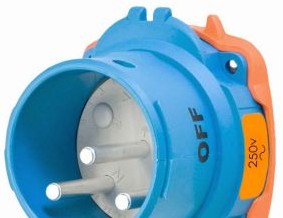 Meltric Plugs & Receptacles 63-68072 - Inlet, 60A, 250V, 2P+G, Poly, DSN60 Decontactor (63-68072)