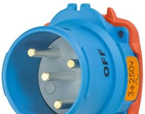 Meltric Plugs & Receptacles 63-68073 - Inlet, 60A, 250V, 3P+G, Poly, DSN60 Decontactor (63-68073)