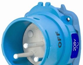 Meltric Plugs & Receptacles 63-68162 - Inlet, 60A, 208V, 2P+G, Poly, DSN60 Decontactor (63-68162)