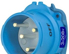 Meltric Plugs & Receptacles 63-68163 - Inlet, 60A, 208V, 3P+G, Poly, DSN60, Decontactor (63-68163)