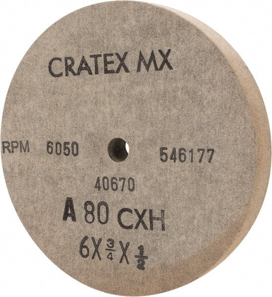 Cratex 40670 Cratex Surface Grinding Wheel: 6" Dia, 3/4" Thick, 1/2" Arbor, 80 Grit (40670)
