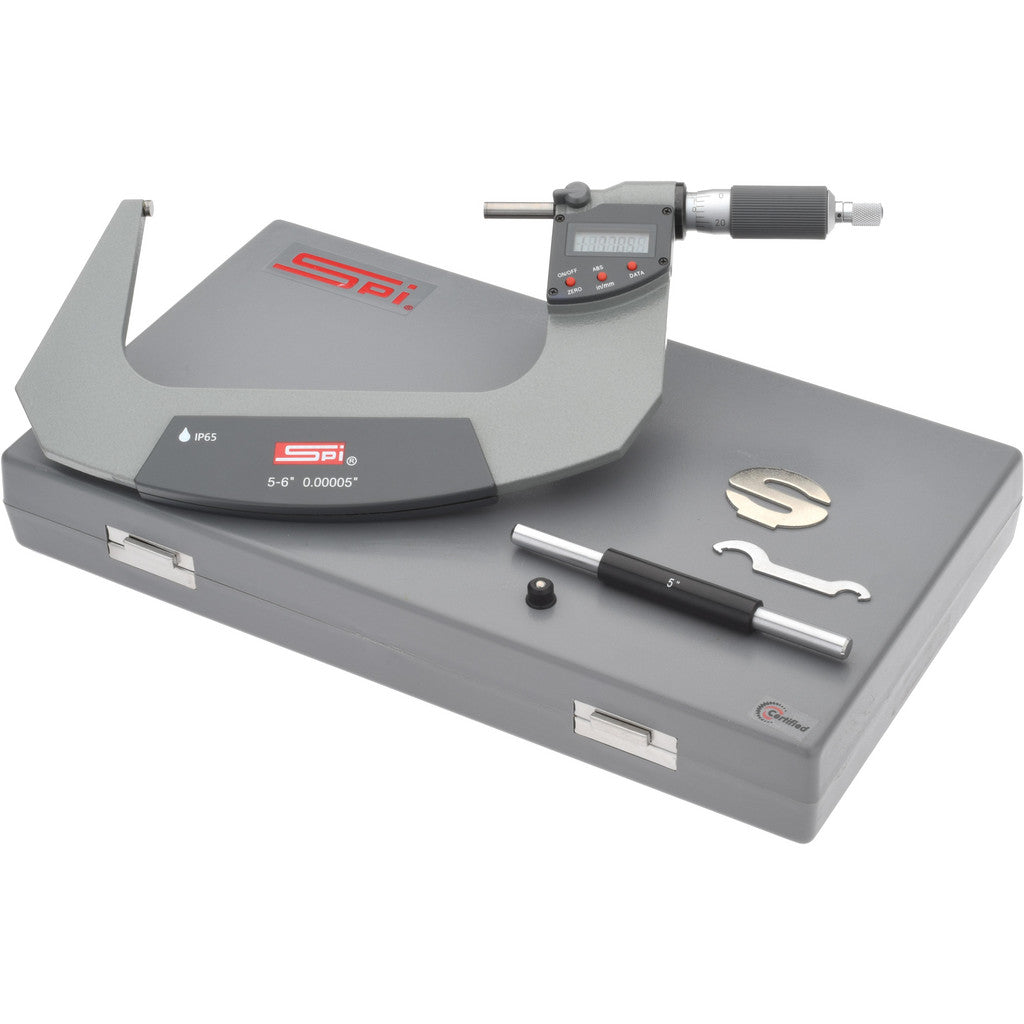SPI CMS150902006 SPI Electronic Outside Micrometer: 125.00 mm to 6", Solid Carbide (CMS150902006)