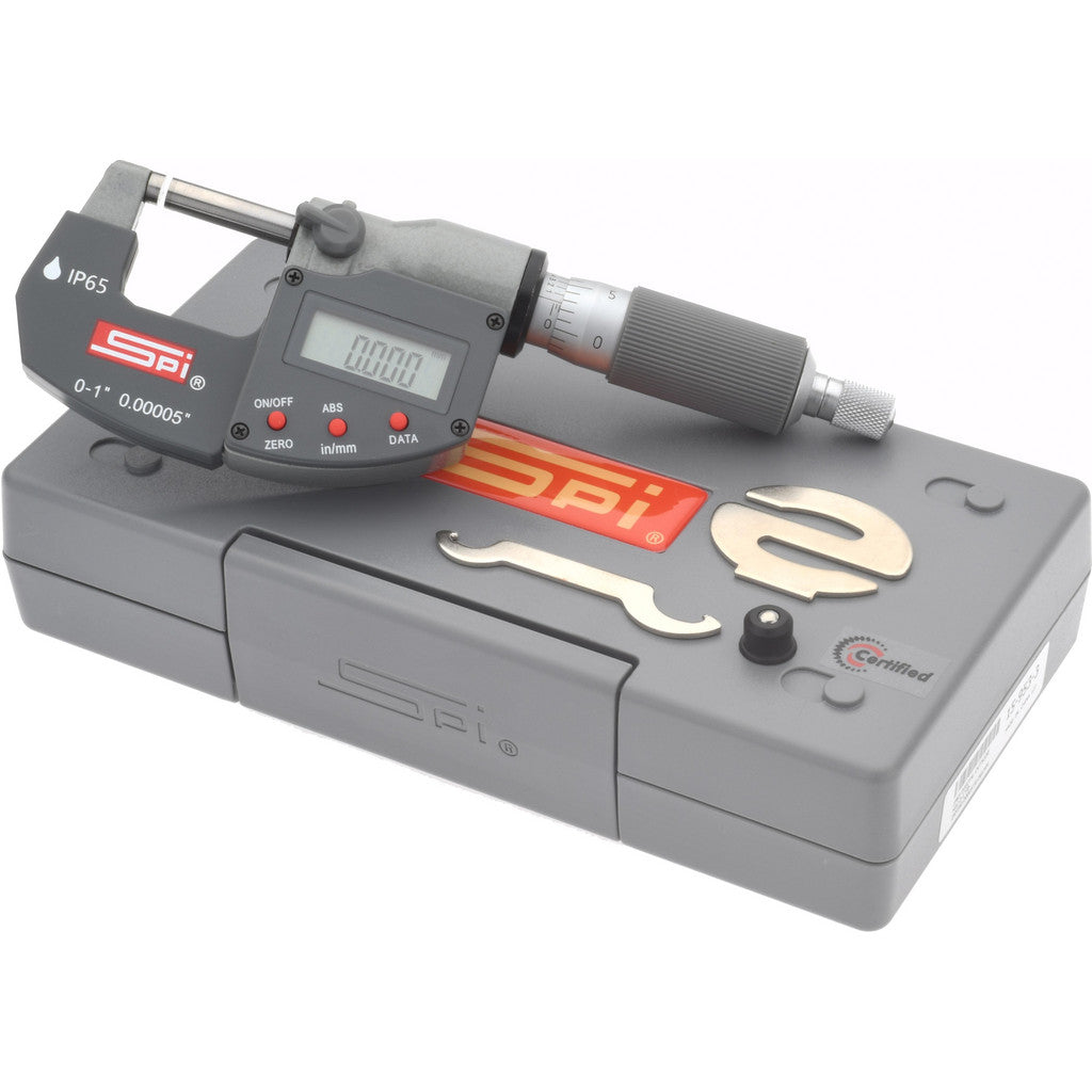 SPI CMS150902001 SPI Electronic Outside Micrometer: 0.00 mm to 1", Solid Carbide (CMS150902001)