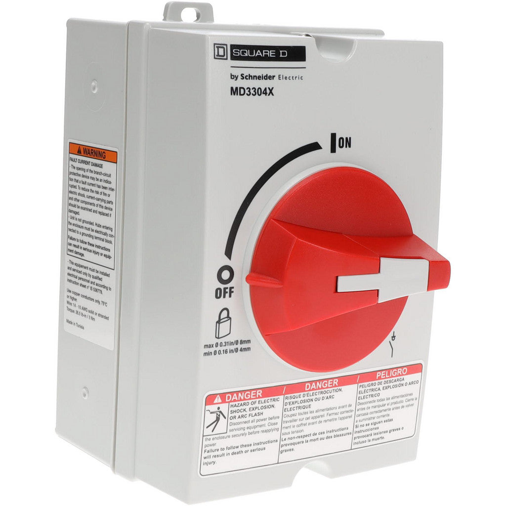 Schneider Electric MD3304X Schneider Electric Cam & Disconnect Switch: Enclosed, 30 A, 220-240 V (MD3304X)