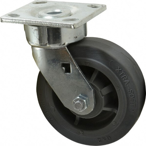 Albion 18XS06229S Albion Swivel Top Plate Caster: Soft Rubber, 600 lb, 6" Dia, 2" (18XS06229S)