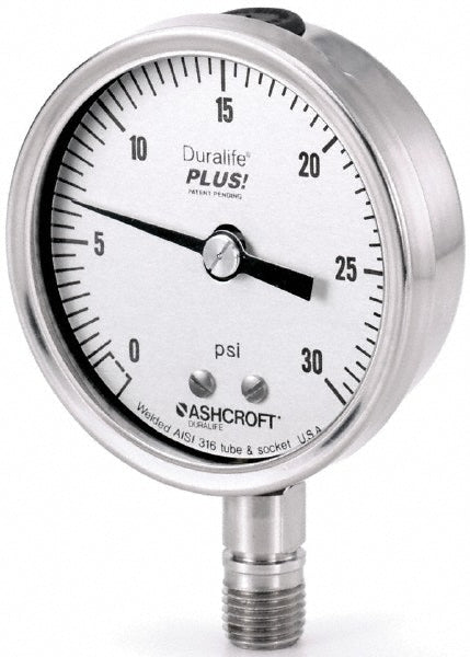 Ashcroft 351009S2BLL7.5K Ashcroft Pressure Gauge: 3-1/2" Dial Dia, 0 Min psi, 7500 Max (351009S2BLL7.5K)