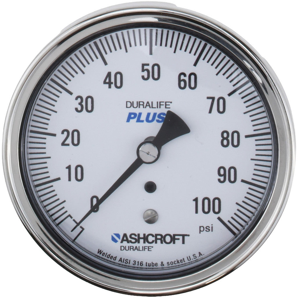 Ashcroft 94921XLL Ashcroft Pressure Gauge: 3-1/2" Dial Dia, 0 Min psi, 100 Max psi (94921XLL)