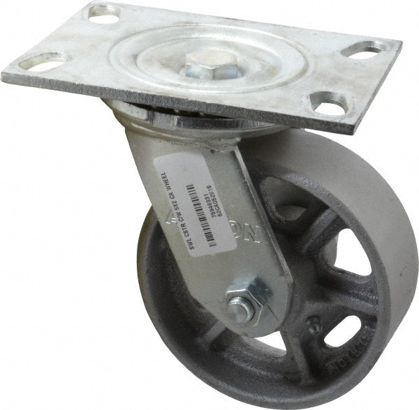 Albion 62CA05201S Albion Swivel Top Plate Caster: Cast Iron, 1,000 lb, 5" Dia, 2" (62CA05201S)