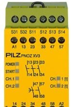 Pilz Safety Relays 774545 - Safety Gate Monitor, PNOZ XV3 3/24VDC 3N/O 2N/O T (774545)