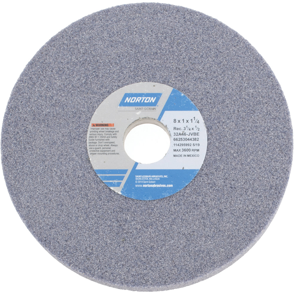 Norton 66253044382 Norton Surface Grinding Wheel: 8" Dia, 1" Thick, 1-1/4" Arbor, 46 (66253044382)