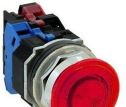 IDEC Switches ALD324611DNUR - Pushbutton, Mshrm Mom 240V TR 1NO1NC Red (ALD324611DNUR)